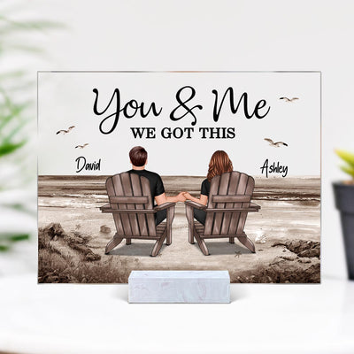 Retro Vintage Back View Couple Sitting Beach Landscape Personalized Acrylic Plaque