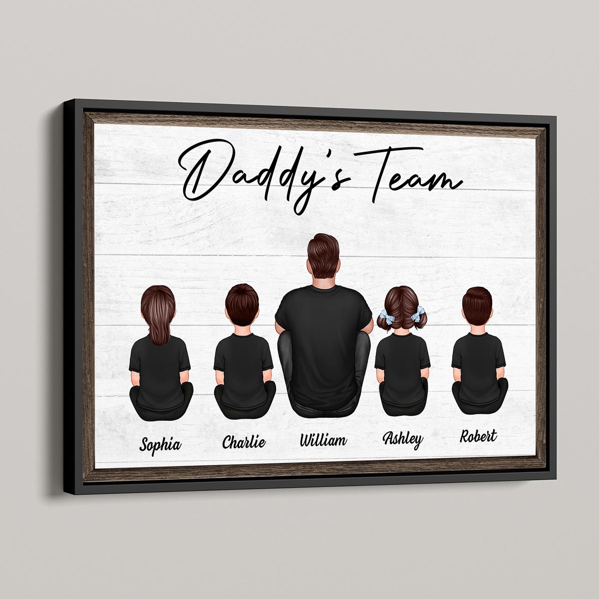 Daddy‘s Team Family Sitting - Personalized Poster - Gift For Dad, Gift For Husband, Gift For Grandpa