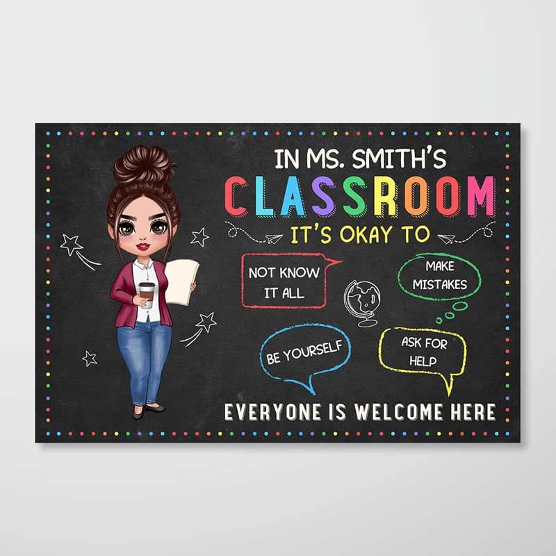 In Teacher Classroom It‘s Okay Everyone Is Welcome Here Personalized Horizontal Poster