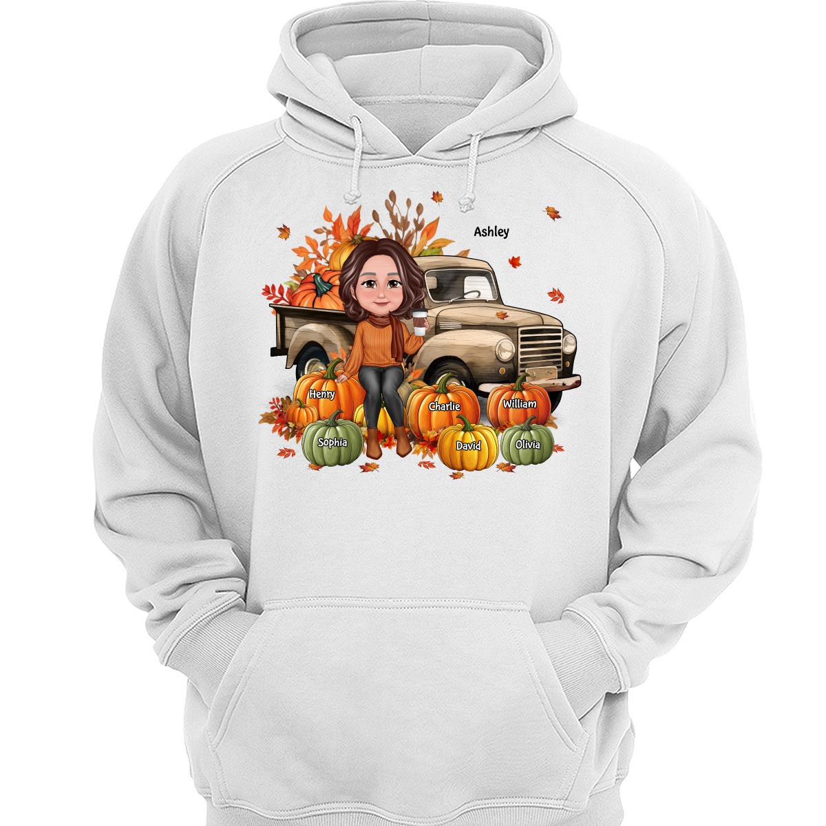 Wood Patterned Truck Grandma Mom Pumpkins Personalized Shirt