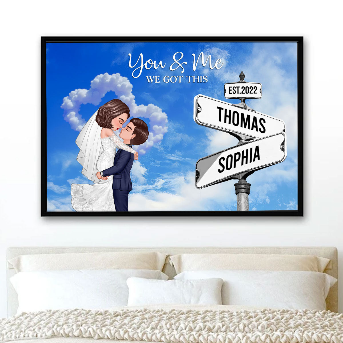 Couple Wedding Personalized Crossroads Sign Couple's Name And Date On Street Sign Poster, Anniversary Gift, Wedding Gift,  Gift For Couple, For Him, For Her