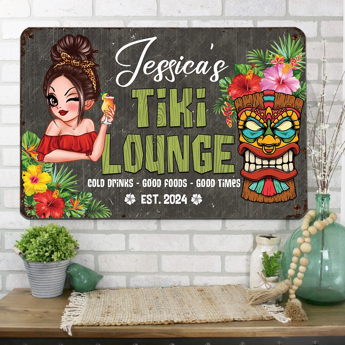 Welcome To Tiki Lounge Personalized Metal Sign