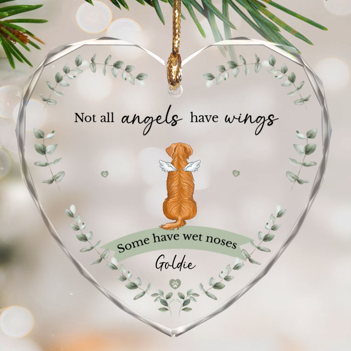 Not All Angels Have Wings Dog Memorial - Personalized Glass Ornament - Christmas Sympathy Remembrance Keepsake