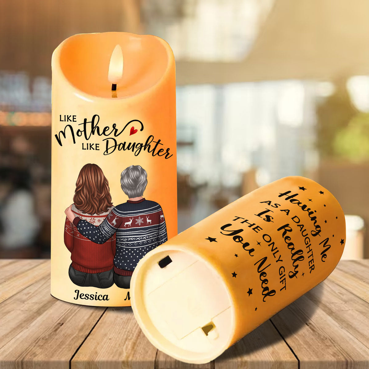 Having Me As Your Daughter Son Personalized LED Candle, Christmas Gift For Mom