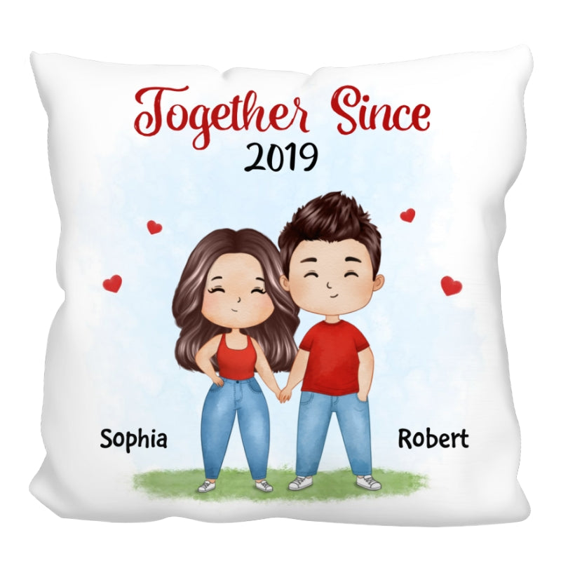 Watercolor Couple Together Since Gift For Him For Her Personalized Pillow