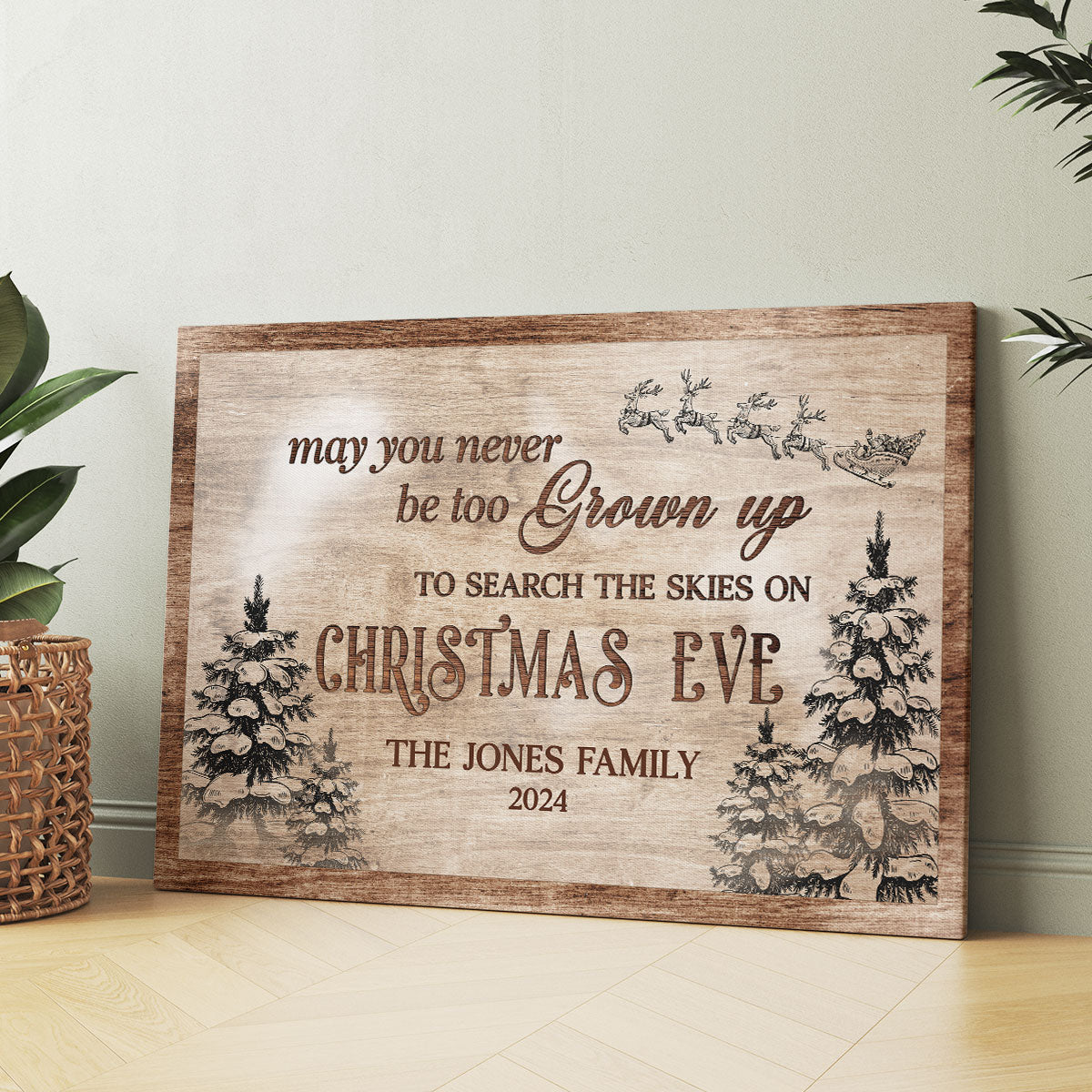 May You Never Be Too Grown Up To Search The Skies Canvas, Family Vintage Holiday Gift Wall Art