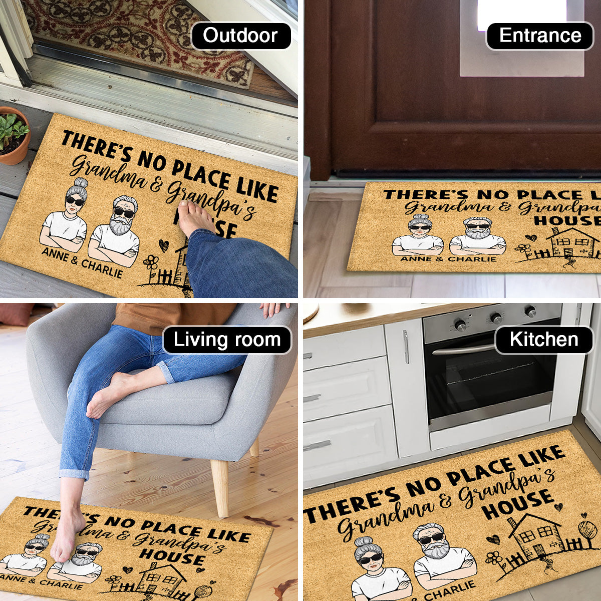 No Place Like Grandma Grandma‘s House Gift For Grandparents Personalized Doormat