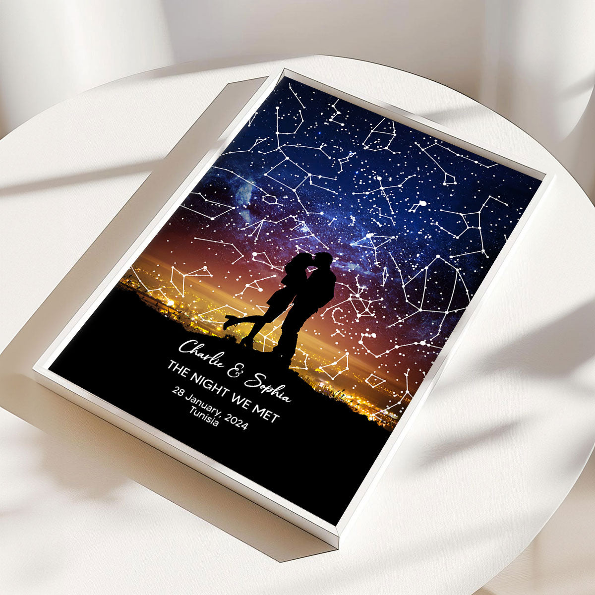 Couple Hugging Kissing Personalized Poster, Custom Star Map, Capture the Precious Moment, Gift, Constellation Print, Real Astronomical Data