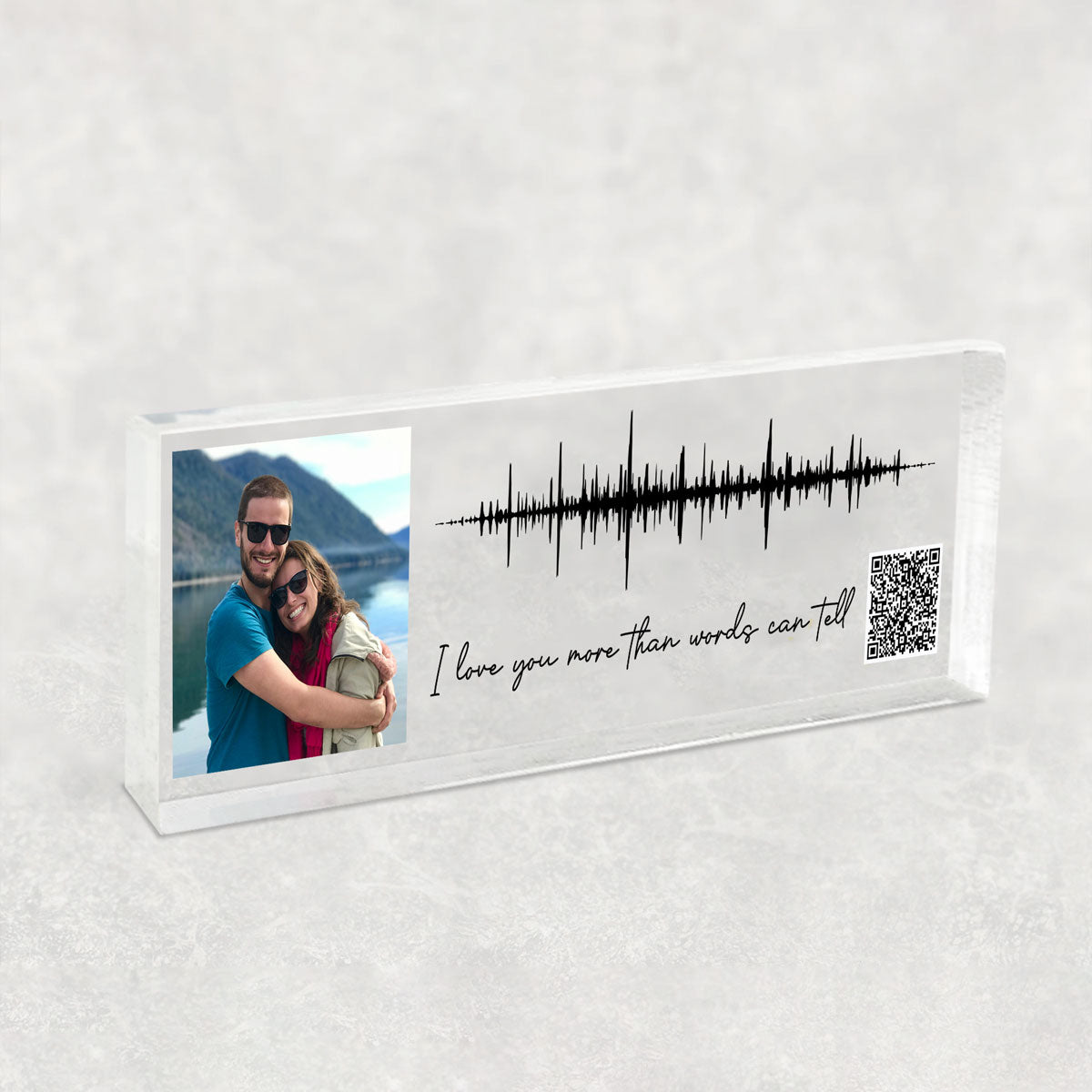 Sound Wave Art, Voice Recording Gift Photo Inserted QR Code Personalized Acrylic Block Plaque