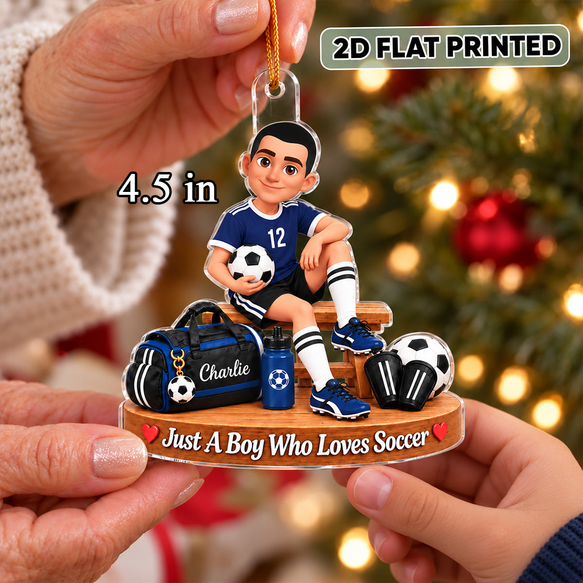 Just a Boy Who Loves Soccer - Personalized Acrylic Ornament - Christmas Gift for Son,Grandson