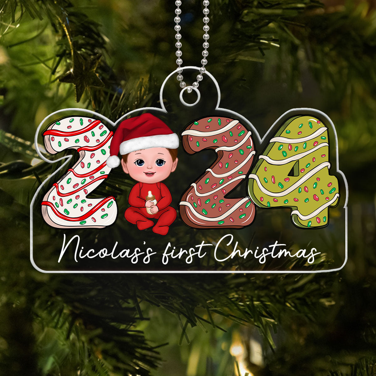 2024 Cake Baby First Christmas Personalized Acrylic Ornament