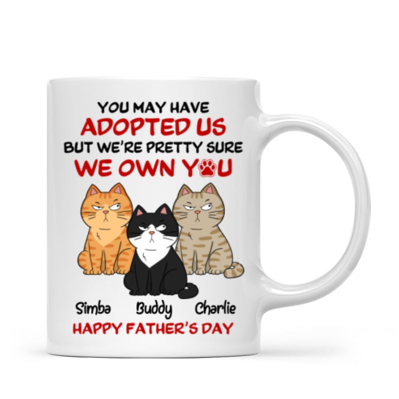 Funny Cute Cats We Own You Personalized Mug, Father’s Day Gift For Cat Dad