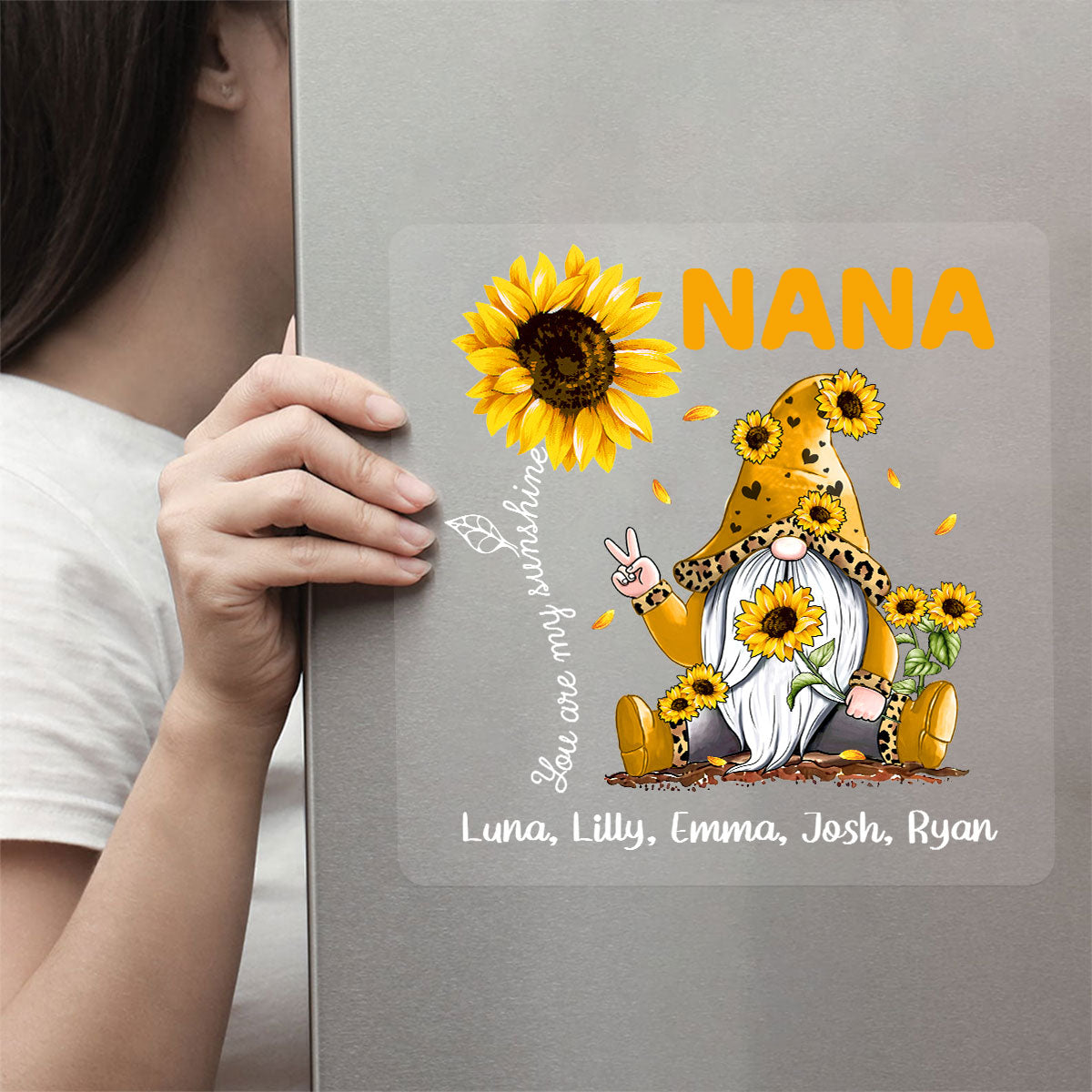 Love Is Being Called Grandma Sunflower Gnome Personalized Decal