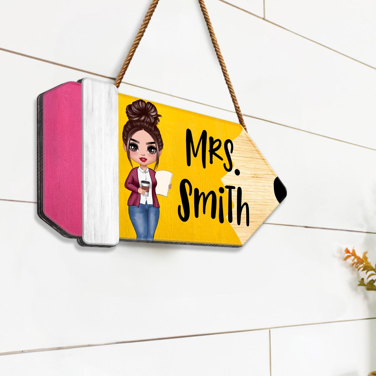 Teacher Pencil Personalized Wood Sign, Gift For Teacher, Teacher Classroom Decor