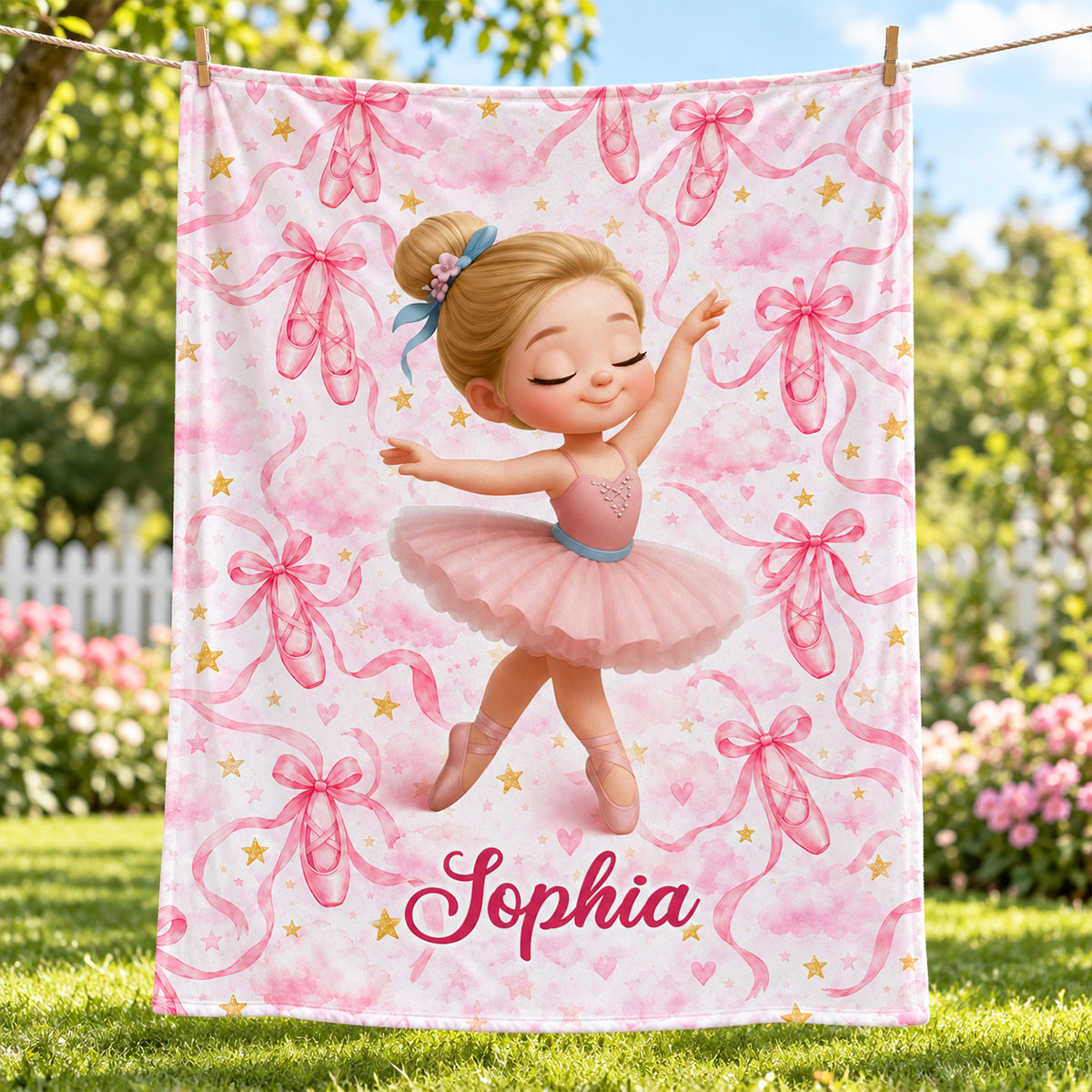 Ballerina Dance Girl Custom Name - Personalized Fleece Blanket - Christmas Gift For Ballerina Girl, Granddaughter, Daughter