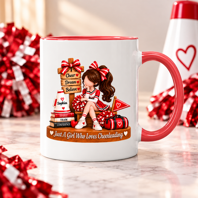 Just a Girl Who Loves Cheerleading - Personalized Mug - Christmas Gift for Daughter, Granddaughter