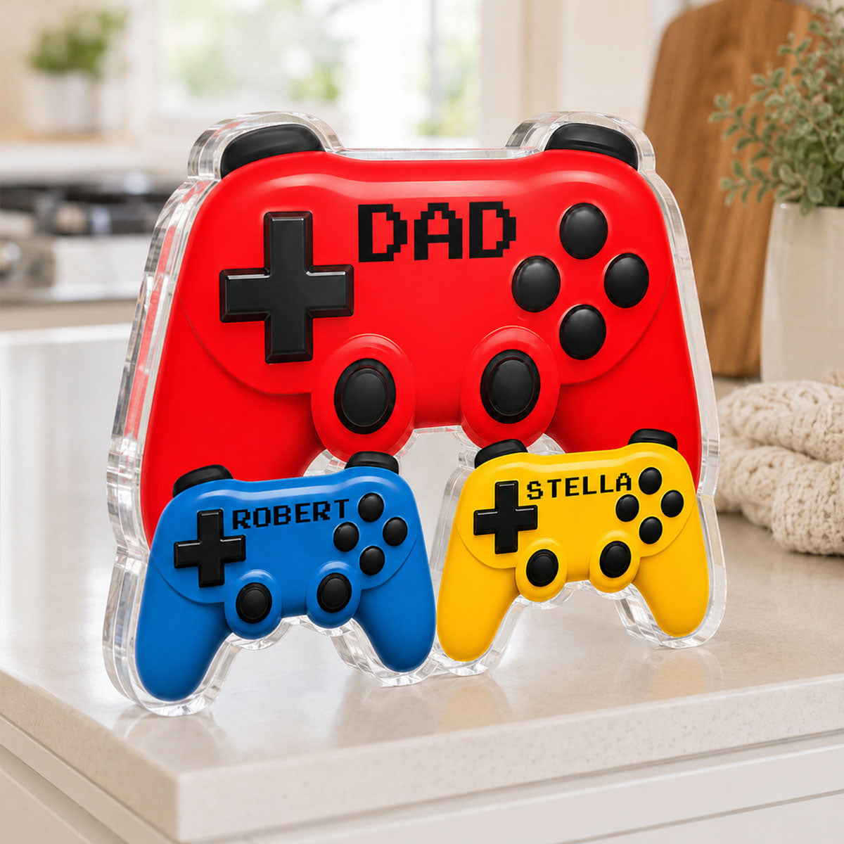 Gamer Dad Controllers - Personalized Acrylic Block Plaque - Father's Day Gift For Dad, Husband, Gamers