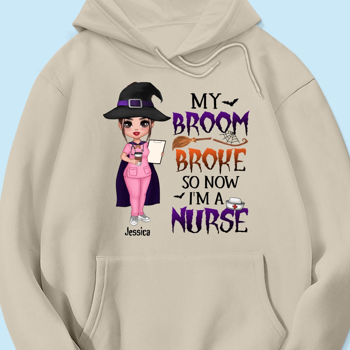Halloween Doll Nurse My Broom Broke Personalized Shirt