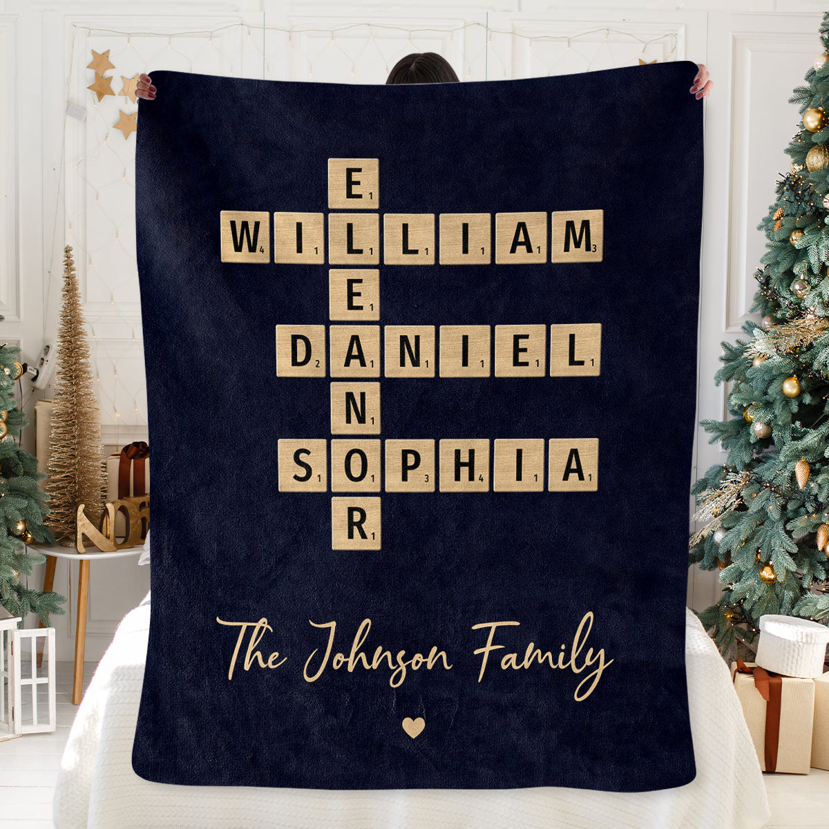 Family Crossword Puzzle Art Family Bond Personalized Fleece Blanket