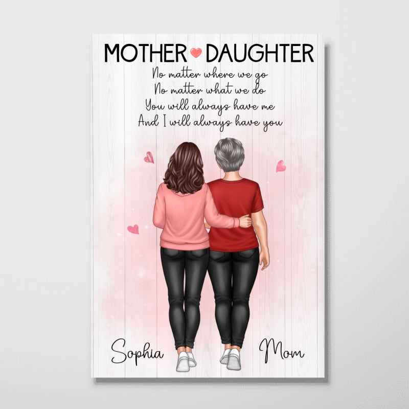 Mother And Daughter No Matter What Mother‘s Day Gift Personalized Vertical Poster