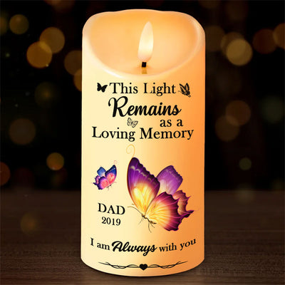 This Light Remains As A Loving Memory Personalized Flameless LED Candle - Christmas Gift, Sympathy Gift For Family Members