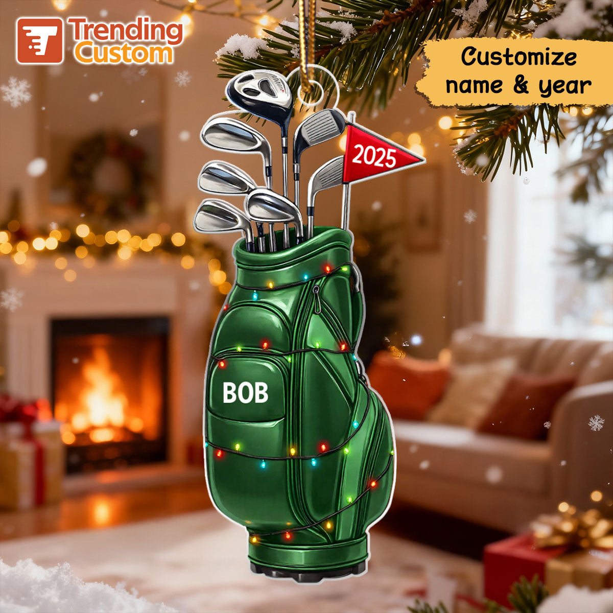 Custom Golf Bag - Personalized Acrylic Ornament - Christmas Gift for Golf Lovers, Gift for him, Dad, Grandpa