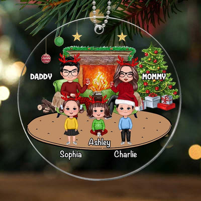 Doll Couples And Kids Personalized Christmas Acrylic Ornament