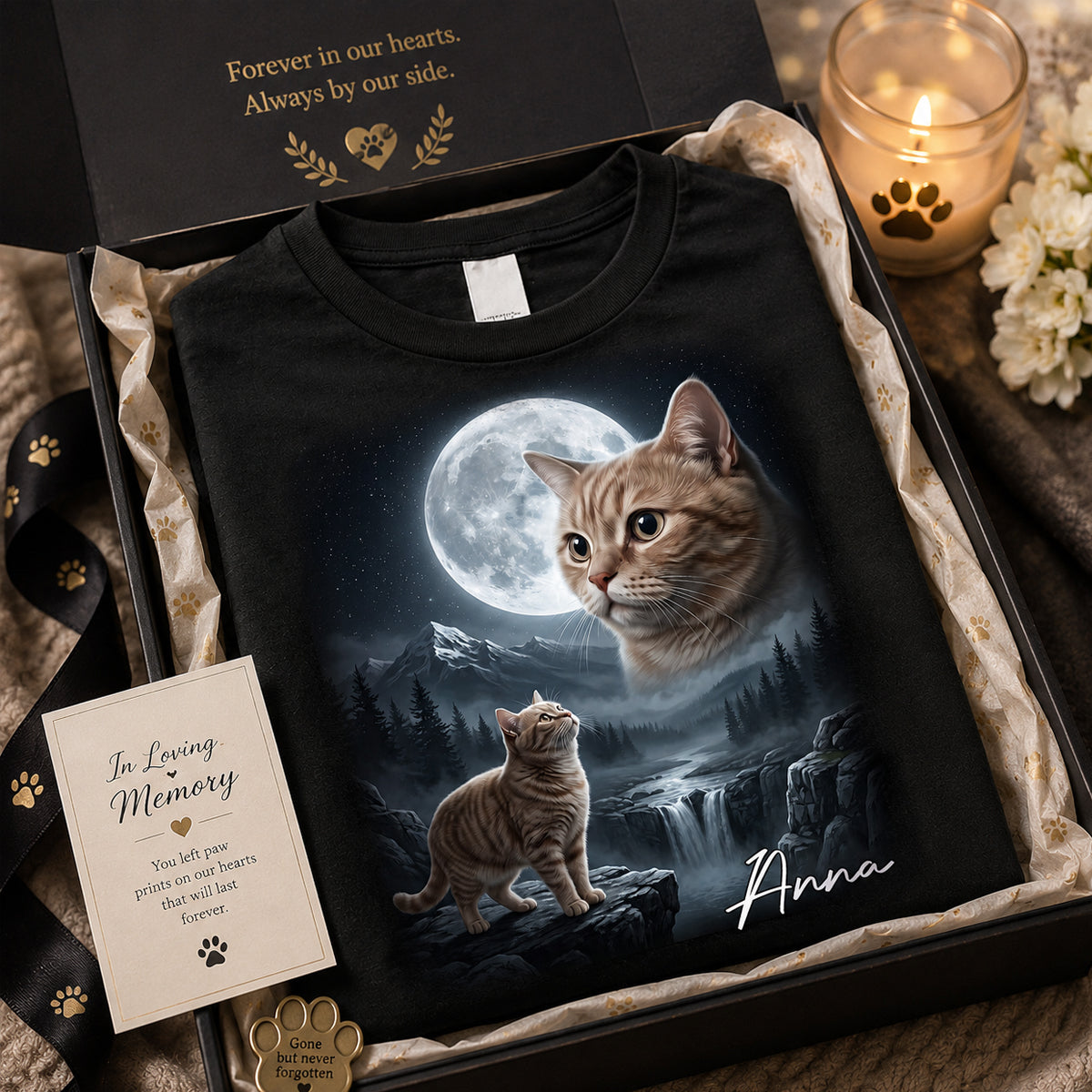 Cat Howling to the Moon Custom Pet Photo - Personalized Shirt - Halloween Gift for Cat Lovers