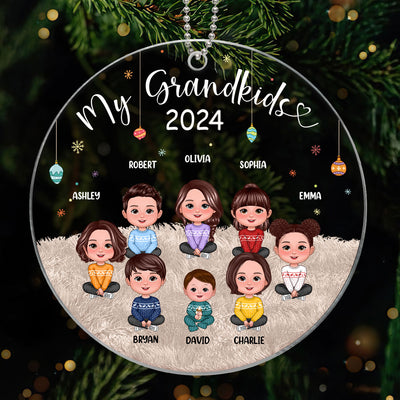 Christmas My Grandkids Cute Doll Kids Sitting Personalized Acrylic Ornament