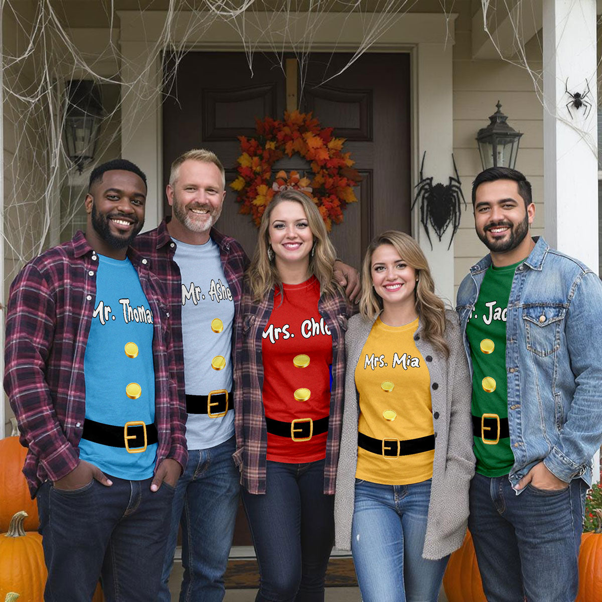 Halloween Dwarf Personalized Group Matching Shirt, Halloween Group Costume For Family, Friends, Colleagues
