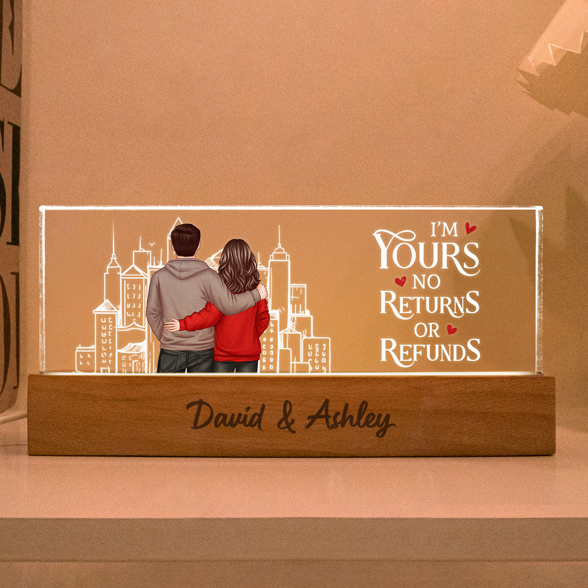 Couple Outline Skyline Personalized Romantic Couple Gift, Custom LED Night Light