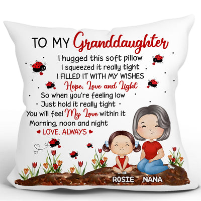 Lady Bug To My Granddaughter Grandson Doll Grandma Grandkids Watercolor Style Gift For Grandchildren Personalized Pillow