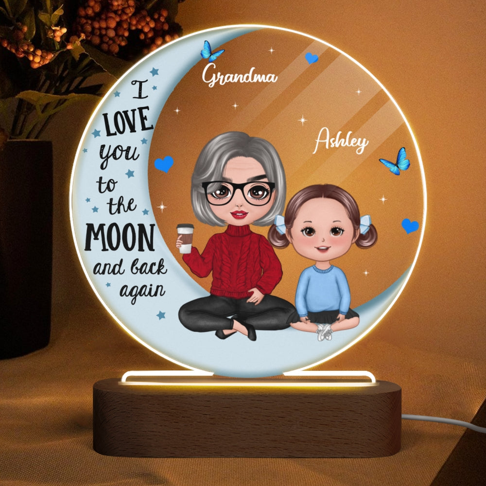 Doll Grandma Grandkids Blue Moon - Personalized Acrylic Block/ Plaque LED Night Light
