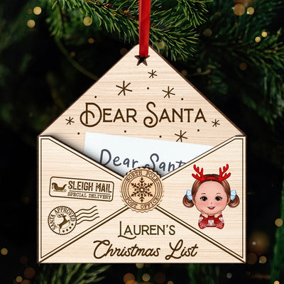 3D Letter To Santa Personalized Wooden Ornament, Christmas Gift For Little Ones