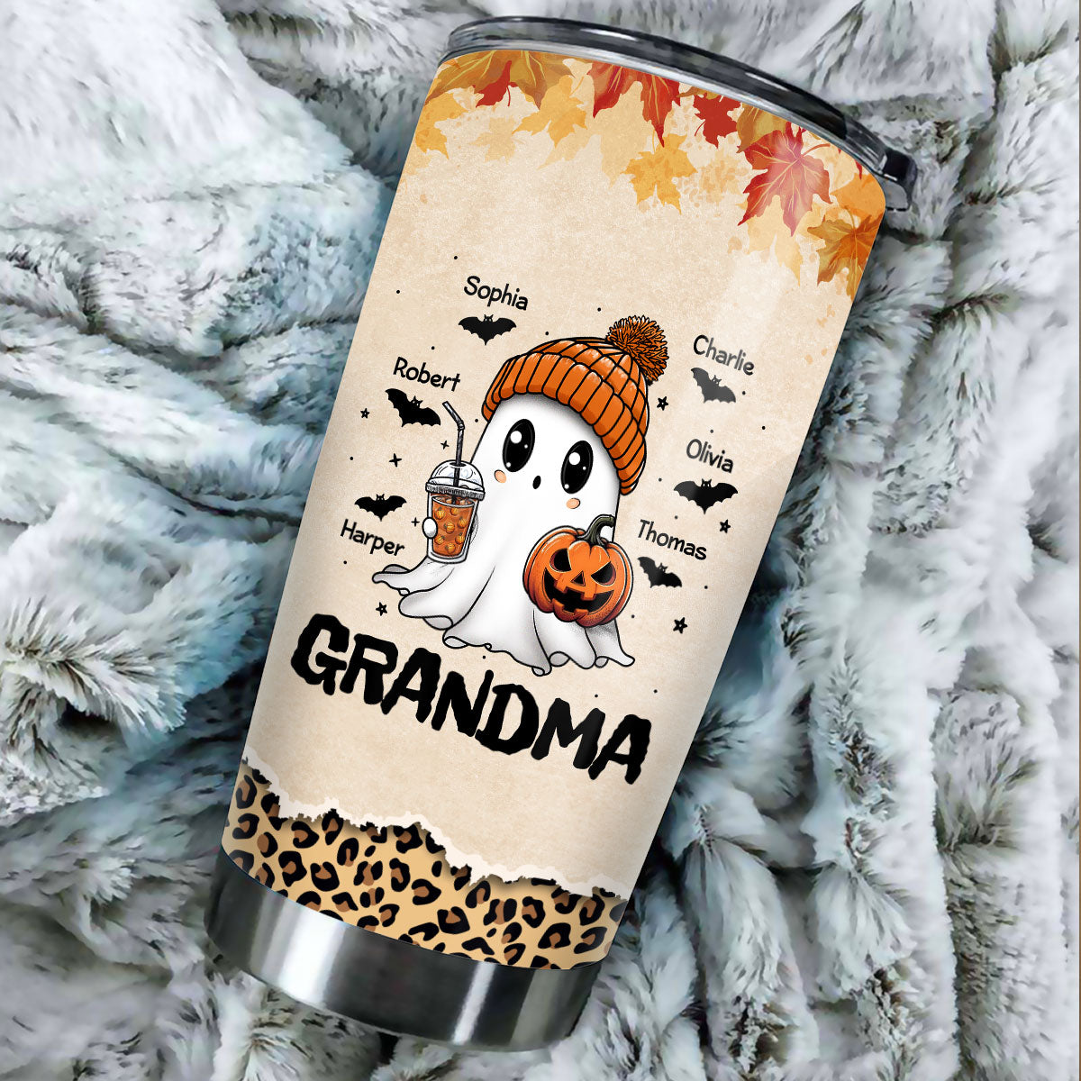 Fall Season Halloween Grandma Boo Personalized Tumbler