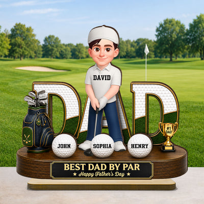 Golf Dad Legend Best Dad By Par - Personalized 2-Layered Wooden Plaque - Father's Day Gift For Dad