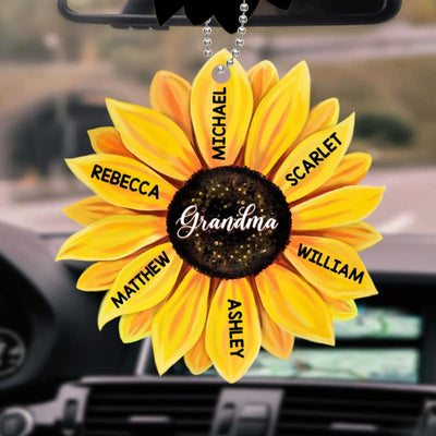 Sunflower Grandkids Name Personalized Acrylic Ornament