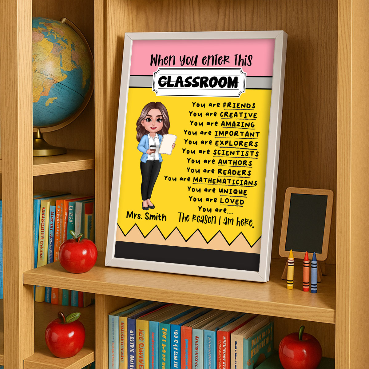 Teacher Pencil Pattern When You Enter This Classroom Personalized Poster