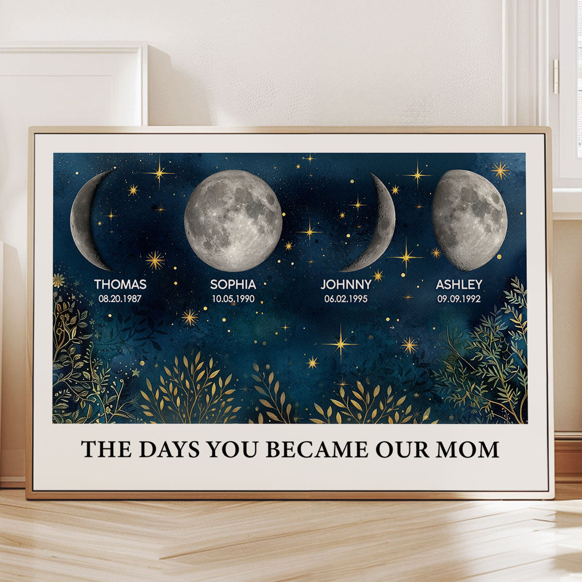 Beautiful Night Sky Custom Birth Moon Phase The Day You Became Our Mom Personalized Poster, Gift