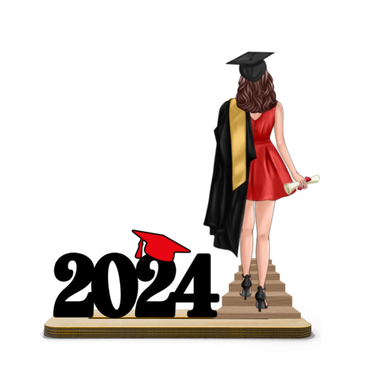 Graduation Gift Graduate Senior Back View Class Of 2024 Personalized Standing Wooden Plaque