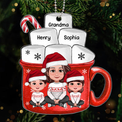 Grandma Grandkids Hot Cocoa Christmas Gifts For Granddaughters Grandsons Personalized Acrylic Ornament