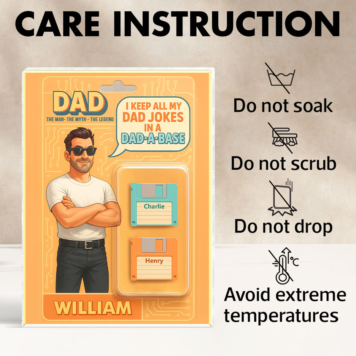 Funny Retro Cartoon Dad Jokes Custom Action Figure Personalized Acrylic Block Plaque, Gift for Dad