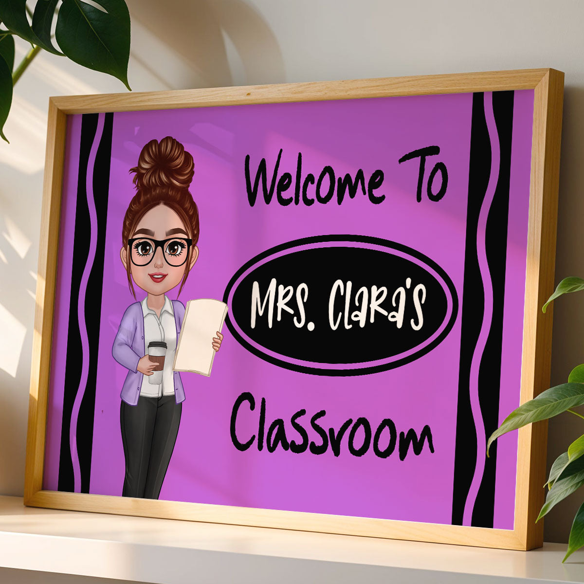 Teacher Crayon Welcome To Classroom Personalized Poster| Back To School Gift, Classroom Decoration