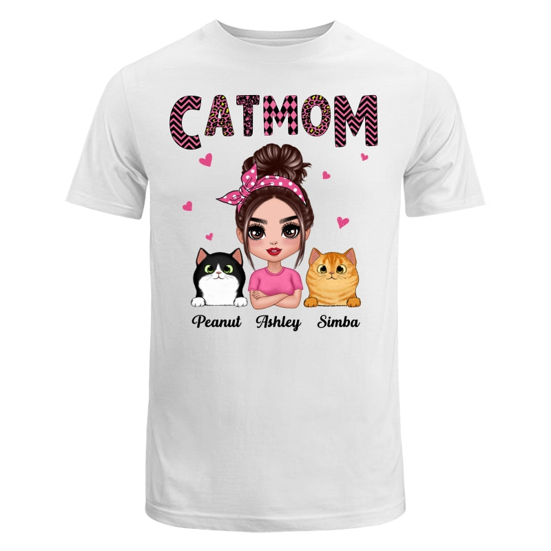 Doll Cat Mom Pink Pattern Gift For Cat Lovers Personalized Shirt