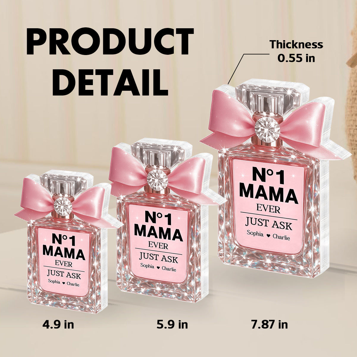 No.1 Mom Grandma Perfume Personalized Acrylic Block Plaque, Mother's Day gift