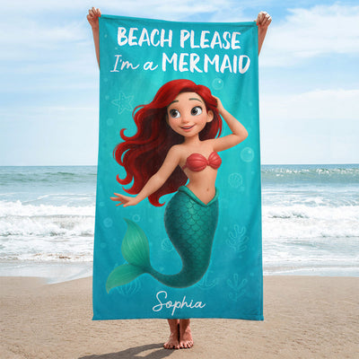 Beach Please I'm A Mermaid Personalized Beach Towel, Summer Gift for her, Besties Beach Trip