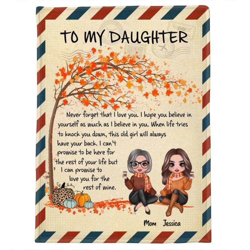 Fall Season To My Daughter Letter Personalized Fleece Blanket