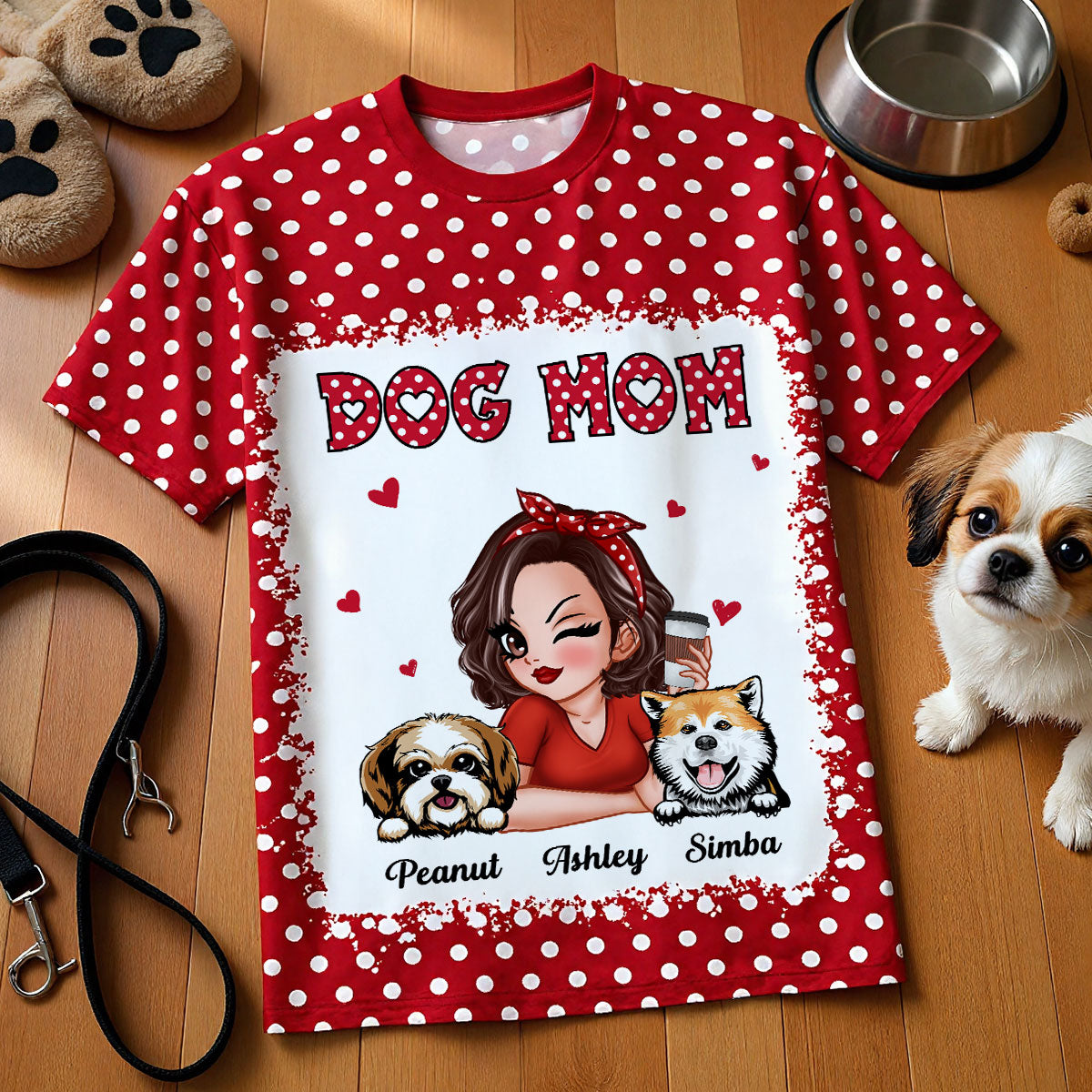 Polka Dot Dog Mom Personalized 3D Shirt