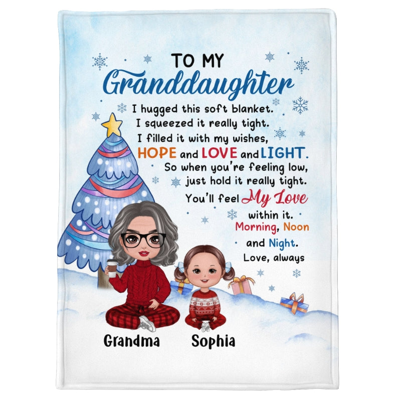 Winter Snow To My Granddaughter Grandson Personalized Fleece Blanket