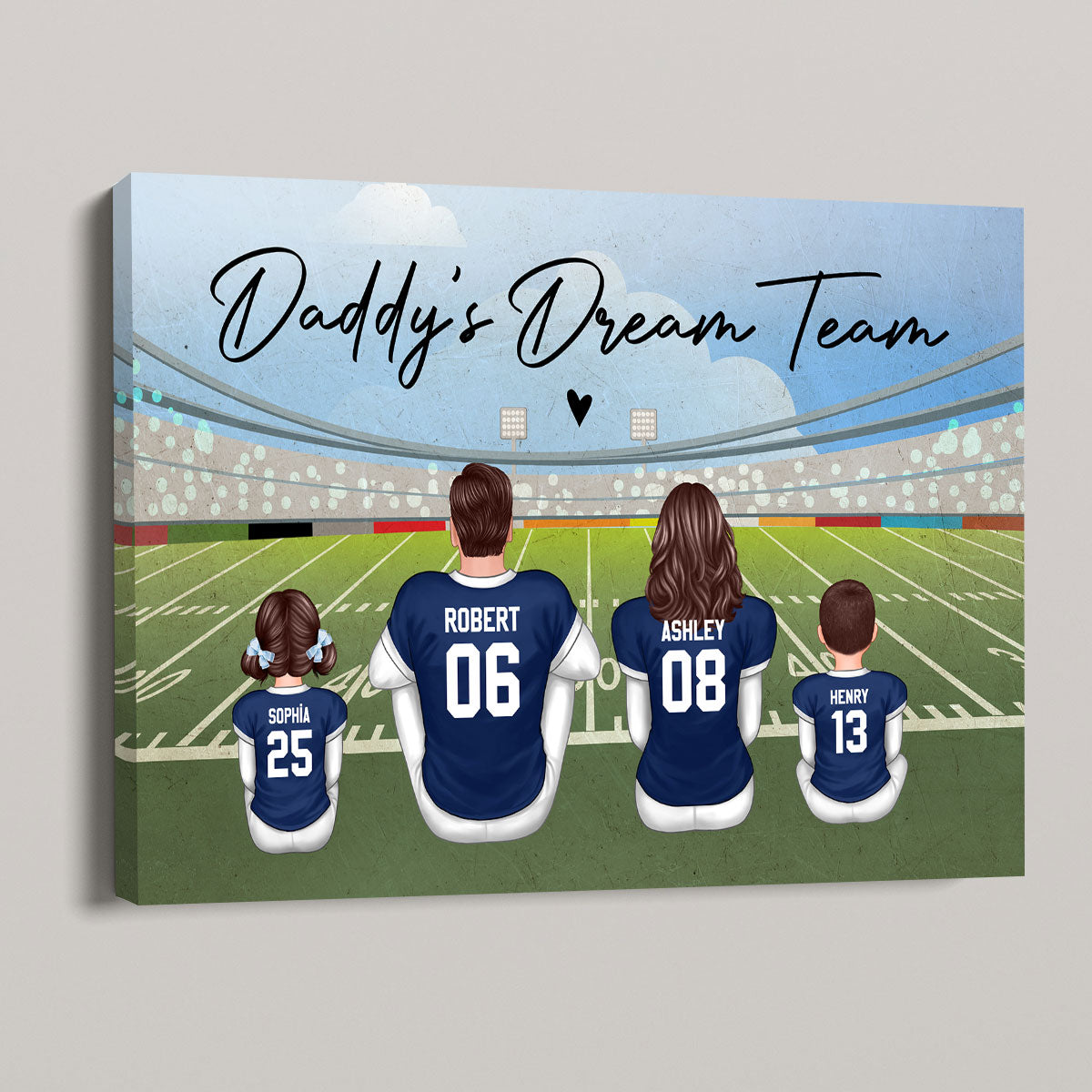 American Football Dad Team Family Personalized Canvas